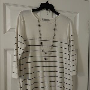 •• Bundle **. White with black striped dress, necklace & earrings